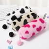 Estojo de lápis de pelúcia fofo de desenho animado transfronteiriço estojo de lápis bolsa de cosméticos bolsa de armazenamento bolsa de papelaria fofa de leopardo amor