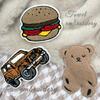 Patches Bordados para Roupas, Tiras em Inglês, Patches de Tecido Bordados de Urso, Patches Bordados de Comida para Toalhas, Patches Bordados de Hambúrguer, Bolsas