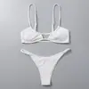 Bikini de Dos Piezas de Color Sólido Transfronterizo Nuevo 2026 Traje de Baño de Triángulo Acanalado con Tirantes de Amazon para Mujer