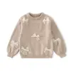 Conjunto de suéter para niña coreano 2026 primavera y otoño nuevo elegante falda tutú suéter de punto con lazo para niños conjunto de dos piezas