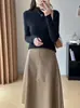 Top Base de Malha Fina 48s Slim Fit Gola Meia Alta para Mulheres, Outono/Inverno, Cor Sólida, Suéter de Manga Longa 26