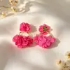 Pendientes de Clip Exagerados con Forma de Flor Morada Super de Hada para Mujer, Pendientes de Tela de Moda Personalizados para Vacaciones Casuales al por Mayor