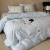 Conjunto de Roupa de Cama de Algodão Puro com Bordado de Personagem Estilo Chibi Mi para Camas de Solteiro/Casal, Conjunto de Têxteis para o Lar de Três/Quatro Peças com Algodão Escovado 2