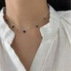 Según el fin de semana Corea del Sur joyería plata 925 campana como mini collar de amor negro delicada cadena clavicular