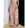 Comercio transfronterizo Calle nicho Pantalones deportivos Estampado de leopardo sucio Parche VIKK Tie-dye Gris oscuro Pantalones casuales