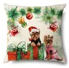 Productos para el Hogar Transfronterizos Amazon Funda de Almohada Navideña Papá Noel Árbol Sofá Funda de Almohada de Lino Funda de Almohada