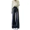 Jeans Reta Preto e Cinza 2026 Novo Outono Feminino Plus Size Corpo Pera Emagrecimento Alongamento das Pernas Calças Wide Leg