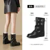 Botas Curtas de Salto Grosso Femininas Augushiden 2026 Novas Botas Western Cowboy Maillard de Outono com Design de Cano Franzido