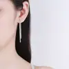 Pendientes brillantes para mujer, sencillos, de plata de ley 925, con borlas largas de gypsophila, accesorios coreanos de alta gama.