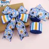 Cinta de Cuadros Azules con Tema de Abejas y Borde de Alambre con Motivos de Abejas, Cinta de Tela de Lino Sintético para Lazos de Escena de Granja Pastoral