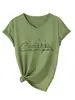 Camper Feliz Amazon Ebay Sitio Independiente Camiseta Casual Versátil Elegante de Mujer Cuello en V Manga Corta Camiseta Base