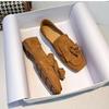 Sapatos Quadrados de Solado Macio Femininos 2023 Novos Sapatos Rasos Versáteis com Franjas Mocassins Slip-on Antiderrapantes Femininos