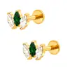Brincos de Liga de Titânio Mais Vendidos na Amazon com Pedras de Zircônia Verde Banhados a Ouro 18K Toque de Luxo Leve Alta Qualidade Pequenos Piercings para Cartilagem da Orelha