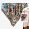 Bufanda cuadrada de terciopelo colorida de 90 cm con estampado floral para mujer para otoño e invierno, chal de playa para vacaciones de color contrastante por ambos lados, bufanda cálida