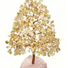 Grava de cristal natural tejida con alambre de cobre, árbol de la vida con base de cristal rosa, árbol de la fortuna, decoración de oficina, regalo de vacaciones