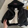 Jaqueta infantil acolchoada para inverno, corta-vento com capuz liso para meninos, casaco de algodão espesso para meninas, casaco de algodão estiloso para crianças