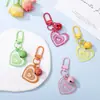 Llavero de campana con forma de corazón de resina con purpurina de colores con anillo de aleación, decoración de llavero colgante con purpurina degradada, regalo