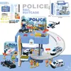Engenharia de simulação transfronteiriça corpo de bombeiros polícia liga metálica trilha estacionamento casa de brincar infantil armazenamento brinquedos portáteis conjunto