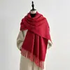 Bufanda nueva de hilo de mecha para otoño e invierno para mujer, engrosada y cálida, doble cara, chal de marca de tendencia de comercio exterior, calentador de cuello con borlas largas