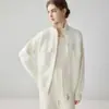 26 Nuevo Abrigo Cardigan de Punto Liso para Mujer Otoño/Invierno 35% Cachemir 65% Lana Cuello Semi Alto Bolsillo con Doble Cremallera