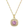 [Acero de Titanio] Collar Hueco Cuadrado de Zircón Aretes Anillo traje Lujo Ligero Personalidad Elegante Combinación de Collar y Aretes