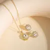 Conjunto de Collar y Aretes Retro de Alto Gama de Estilo Nuevo Transfronterizo con Óvalo de Esmeralda y Circonita Microincrustado, Accesorios de Moda y Versátiles