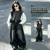 Conjunto de mezclilla casual para niñas estilo retro americano, estilo coreano, nuevo otoño, holgado, versátil, pantalones de pierna ancha para niñas