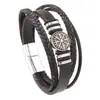 Moda Europeia e Americana Tendência Joias Masculinas Estilo Punk Pulseira Trançada Masculina Personalizada Versátil Bússola Pulseira de Couro Pulseira