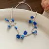 Collar de flores de plata rota estilo retro francés, estilo súper hada Mori, elegante y dulce, cadena de clavícula, collar ligero de lujo de alta gama.