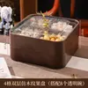 Bandeja de Frutas Compartimentada de Madera de Nogal de Alta Gama y Elegante, Caja Moderna Minimalista para Dulces, Bocadillos, Frutos Secos y Postres para la Sala de Estar