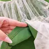 Conjunto de Otoño para Niña Estilo Mori 2026 Nuevo Elegante Malla de Lunares con Tirantes Ropa de Otoño para Niños Conjunto de Tres Piezas