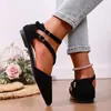 Zapatos Mary Jane retro de punto elástico estilo francés con tiras cruzadas para mujer, nuevos zapatos de ante de punta fina poco profundos para verano y otoño de 2026