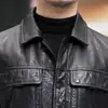 Chaqueta de piel de vacuno encerada y aceitada de primera capa para hombre, con un diseño elegante, ajustado y corto, y una prenda exterior estilo motociclista
