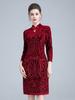 Vestido de Terciopelo de Shenzhen para Personas de Mediana Edad y Mayores, Vestido de Banquete Pequeño, Suegra y Suegra, Falda de Lentejuelas Bordadas, Envío Directo