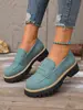 2026 Nuevos Mocasines de Talla Grande para Primavera y Otoño Talla Grande Casual Gamuza Estilo Británico Zapatos de Mujer Tacón Grueso Suela Gruesa Comercio Exterior Retro