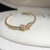 Pulsera Geométrica Abierta Incrustada con Diamantes, Lujo Ligero, Gama Alta, Pulsera de Moda Personalizada, Elegante, Simple y Versátil para Mujer