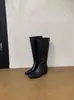 Aumento de Altura Interna de 5 cm - Botas Largas de Ante Estilo Retro Francés para Mujer Nuevas Botas Largas Adelgazantes Botas de Mujer Estilo Coreano Punta Fina Botas de Mujer para Viajar