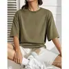 [Camiseta de Algodón Talla Europea] Camiseta Clásica de Color Puro con Cuello Redondo - Top Suave y Transpirable de Manga Corta, Ligero y de Corte Regular
