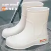 Nuevos zapatos impermeables para mujer, botas de lluvia de tubo alto antideslizantes para estudiantes, moda coreana, botas de agua de tubo largo, calzado de goma de uso exterior, botas de lluvia combinables