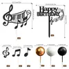 Conjunto de toppers de nota musical com 23 peças para decoração de bolo de aniversário transfronteiriça, decoração de festa musical estilo ins, combinação de mini toppers de bola dourada