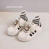 Zapatillas de Estilo Coreano para Niñas con Punta de Concha Otoño 2025 Nuevas Labubu Zapatos Casuales para Niños Zapatos Deportivos de Cuero Genuino para Niños