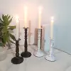 Candelabro de Hierro Dorado y Negro Retro Decoración de Atmósfera para Mesa de Comedor Adornos de Columna Romana Portavelas Largo Gama Alta