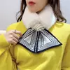 Bufanda de lana tejida de felpa con costuras cruzadas para mujer, cuello cálido de invierno, protección para el cuello de estudiante con estilo coreano