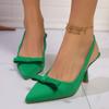 Sapatos Mueller 2025 Primavera Nova Roupa Sandálias da Moda Boca Rasa Traseira Vazia Bico Fino Laço Baotou Sapatos de Salto Alto para Mulheres