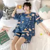 Pijama Cinnamoroll 2026 para mulheres, verão, desenho animado fofo, fino, manga curta, calça, conjunto de roupa de casa para estudantes de verão, tamanho plus