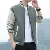 Chaqueta de otoño abotonada, moderna y juvenil, con cremallera, cuello de béisbol, manga larga y rayas.