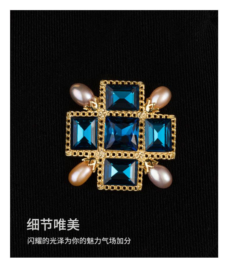 复古文艺多边形胸针淡水珍珠高级感胸花时尚优雅别针