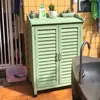 Almacenamiento de Gabinete de Zapatos de Madera Maciza para Exteriores al por Mayor Gabinete de Almacenamiento Puerta de Villa Protección Solar Impermeable Caja de Herramientas para Patio Balcón de Jardín Artículos Varios