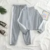 Conjunto Esportivo Casual para Mulheres 2025 Novo Outono Inicial Estilo Coreano Tendência Estudante Caimento Solto Petite Elegante Conjunto de Duas Peças