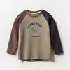 Camisetas Interiores de Algodón Puro para Niños, Camisetas de Manga Larga Bloque de Color para Niños y Niñas, Tops de Cuello Redondo para Niños de Edad Media, Ropa para Niños de Primavera y Otoño